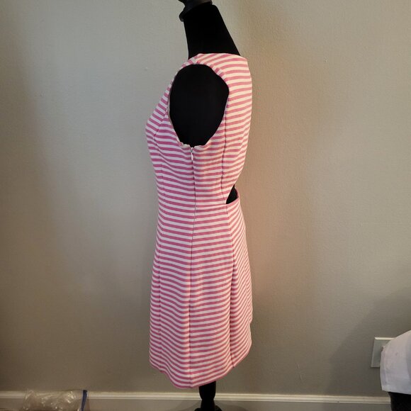 Lily Pulitzer Women's Medium Dress Sleeveless A-Line Pink White Striped Keyhole - Picture 4 of 14